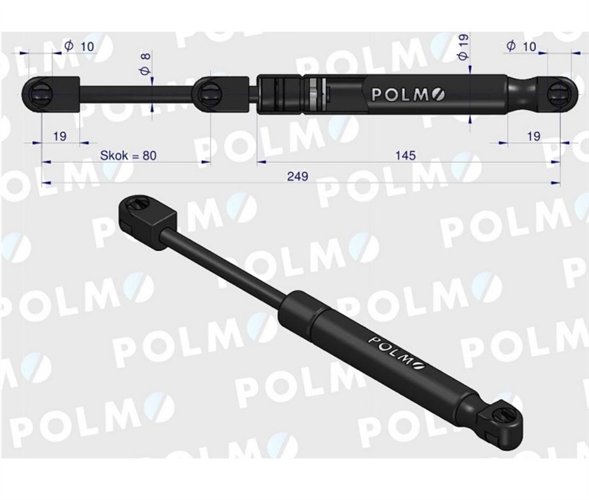 Siłownik drzwi L max. 250mm 1977416C0P CASE IH Mckormick POLMO