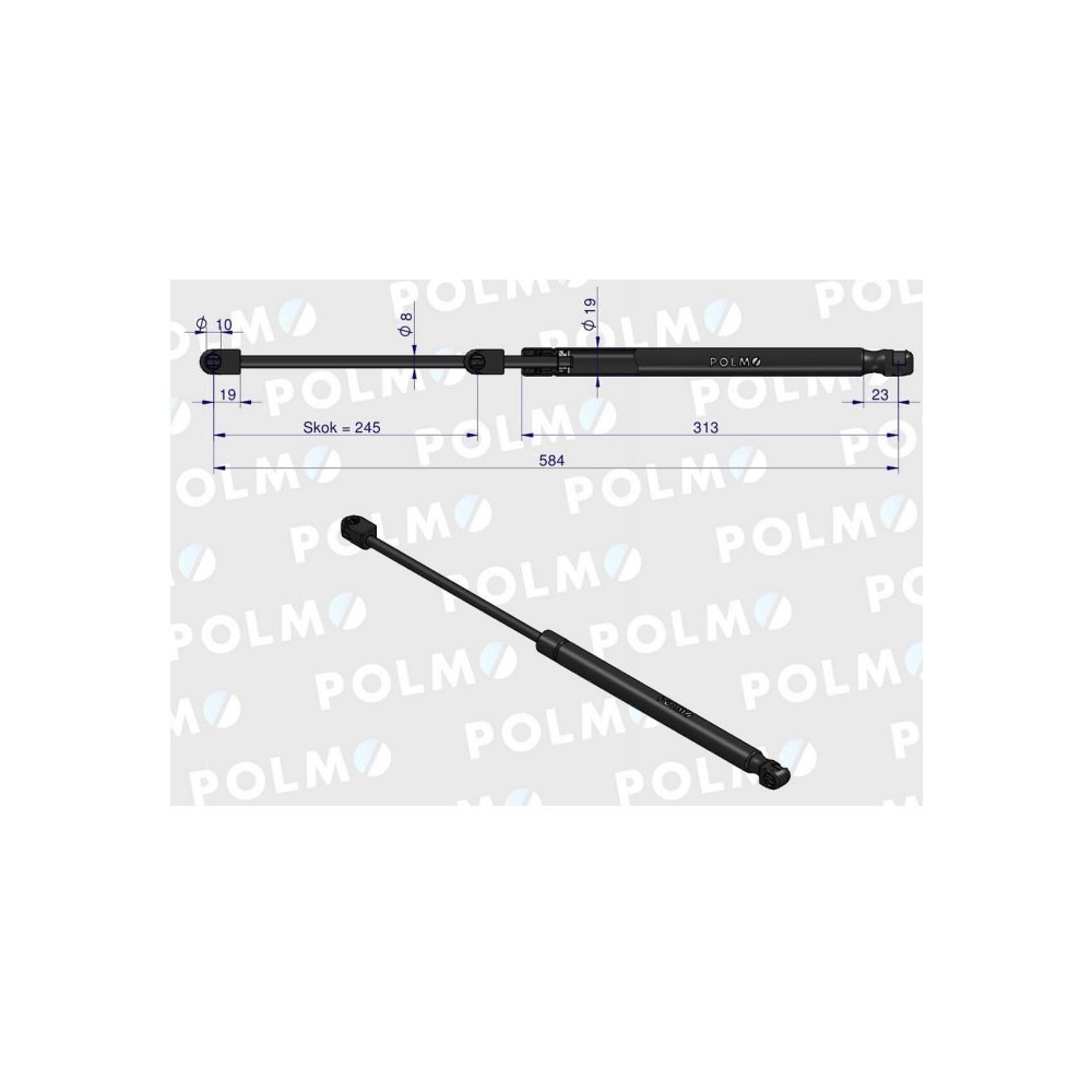 Siłownik szyby tylnej L max. 584mm 65421002 1-99-976-047 STEYR POLMO
