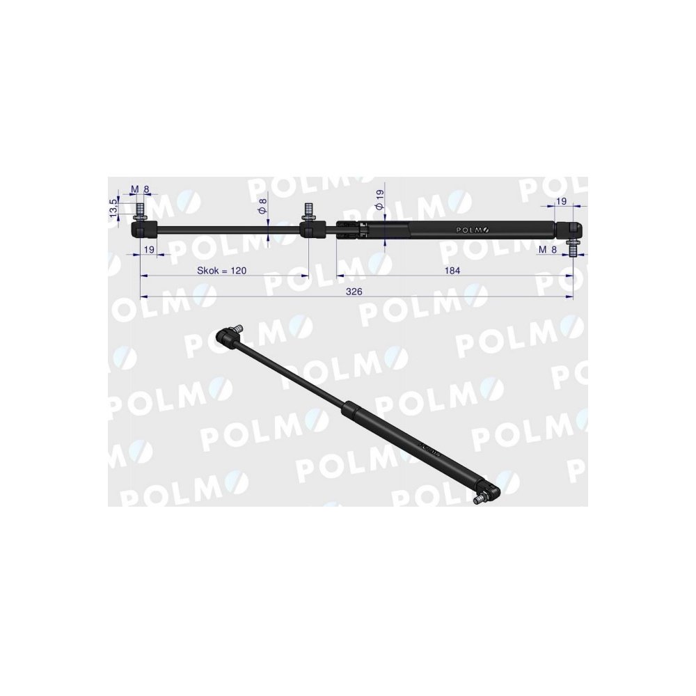 Siłownik drzwi L max. 326mm 65421004 1-99-976-060 STEYR POLMO