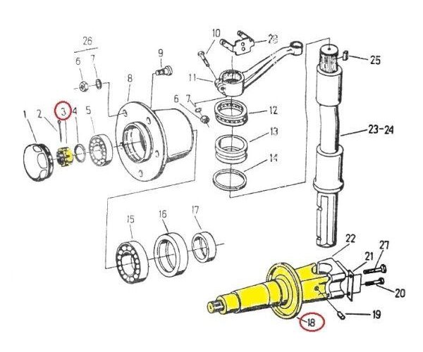 Czop zwrotnicy 16 z nakrętką C-330/360