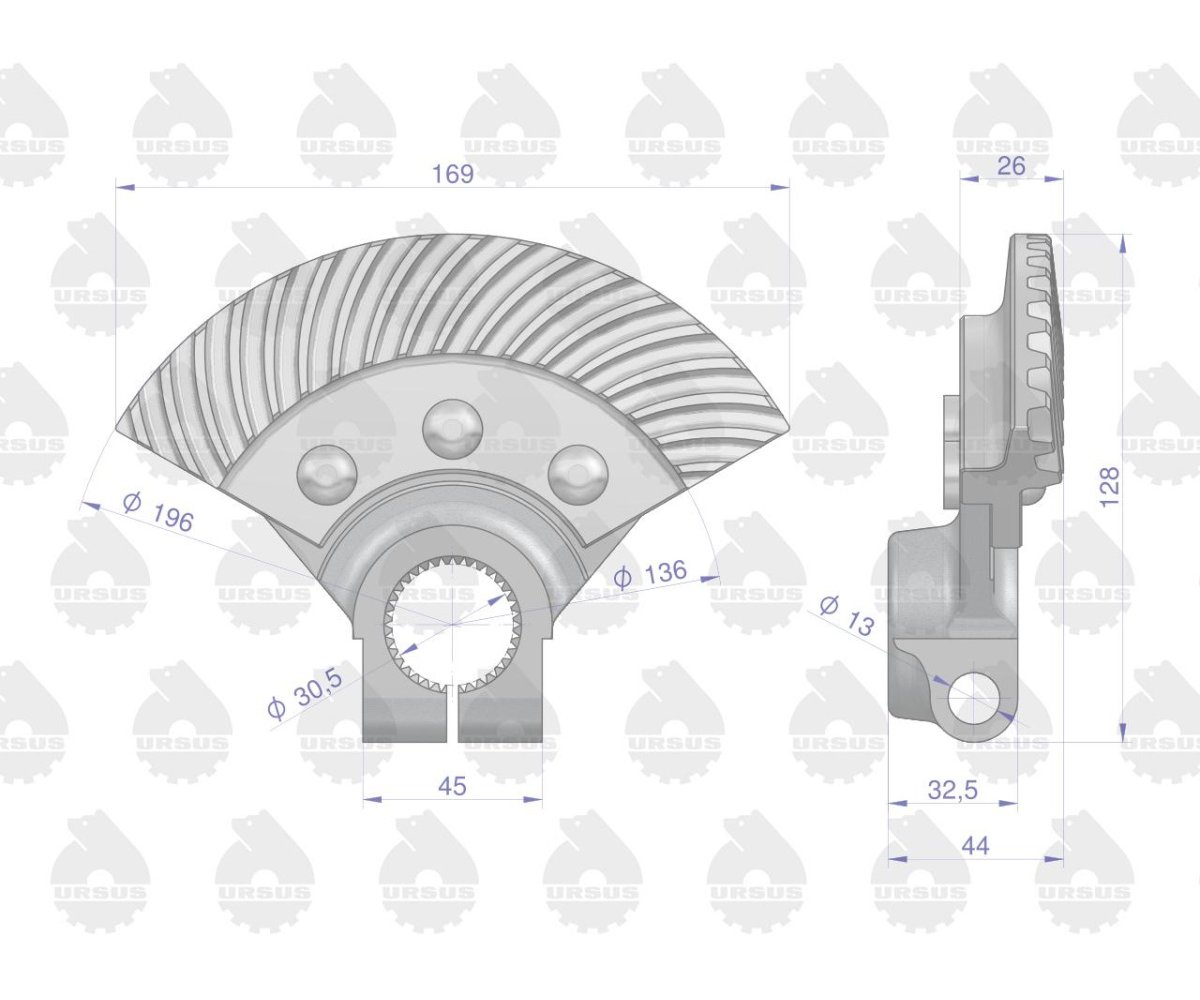 Wycinek zębaty z piastą kolumny kierowniczej C-330 ORYGINAŁ URSUS