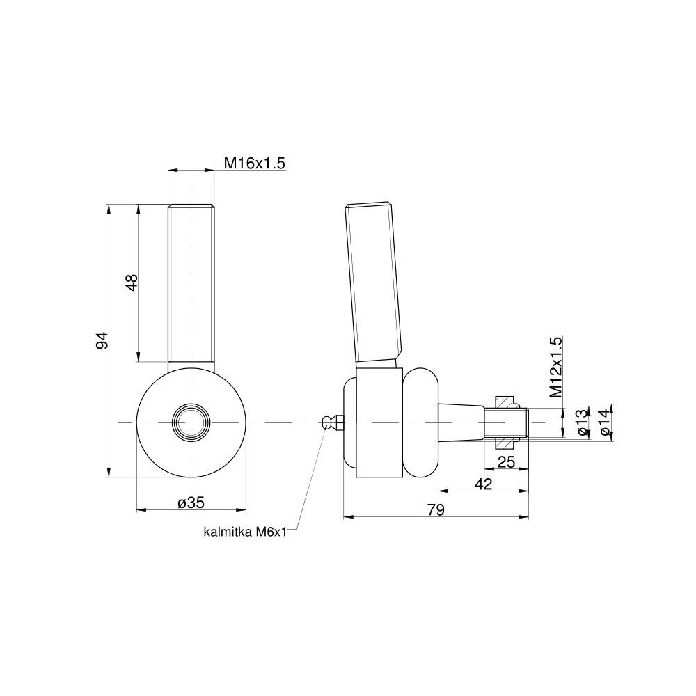 Końcówka drążka, przegub prawy C-328 z nakrętką