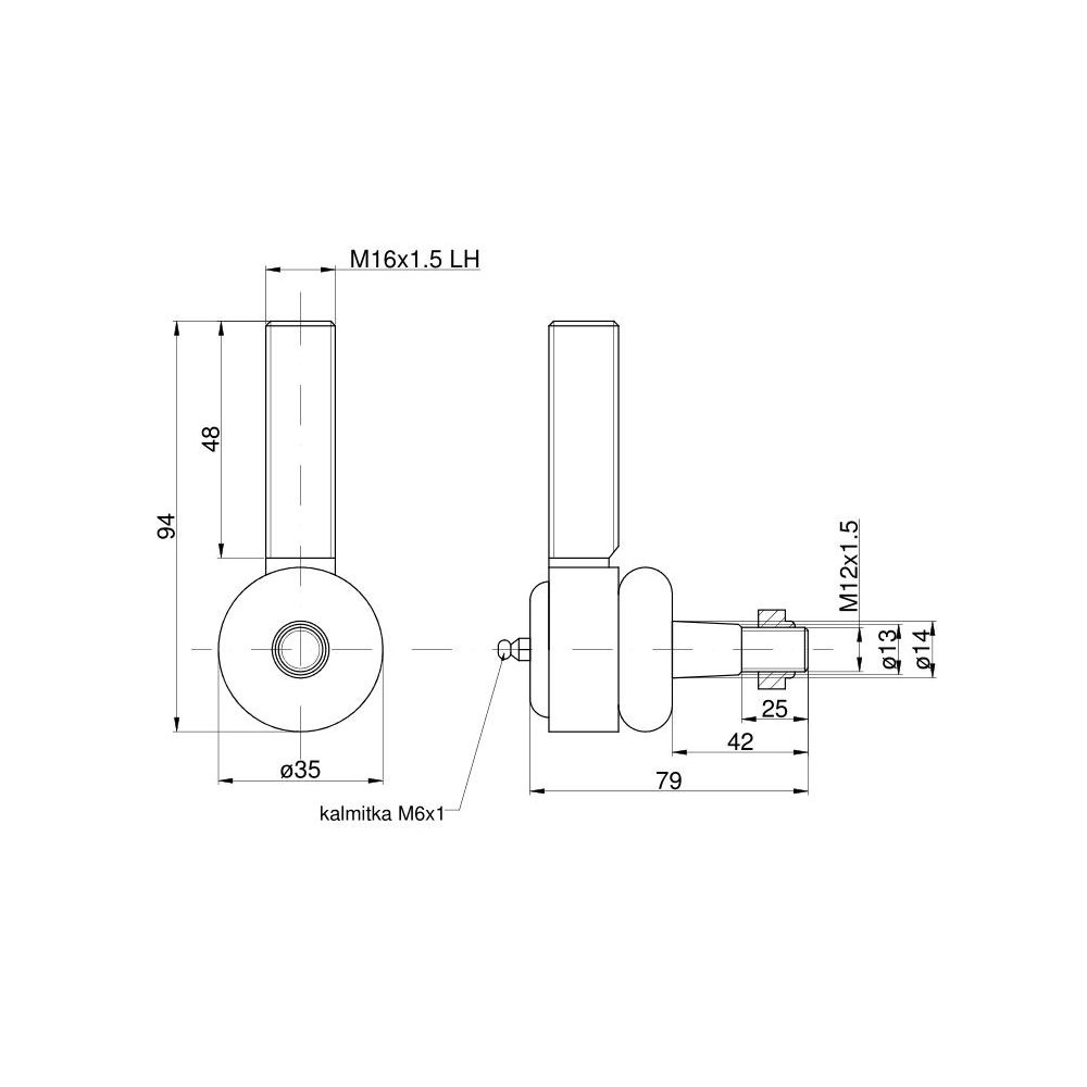 Końcówka drążka, przegub lewy C-328 z nakrętką