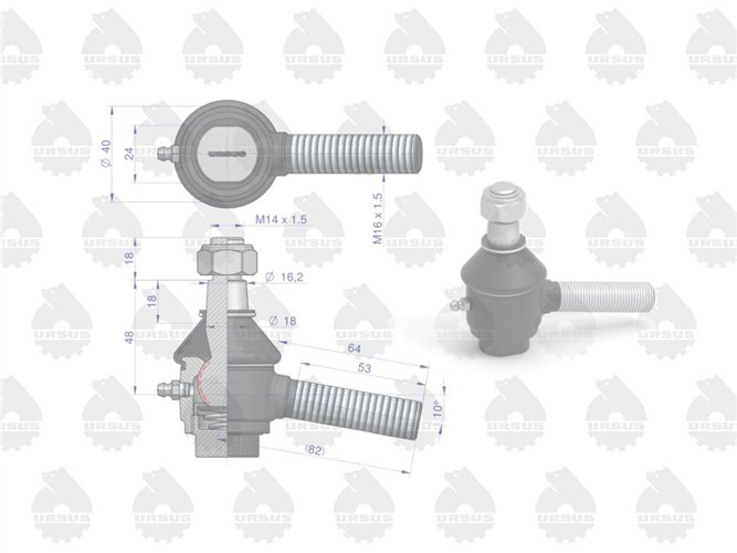 Przegub prawy z nakrętką 953548 C-330 ORYGINAŁ URSUS
