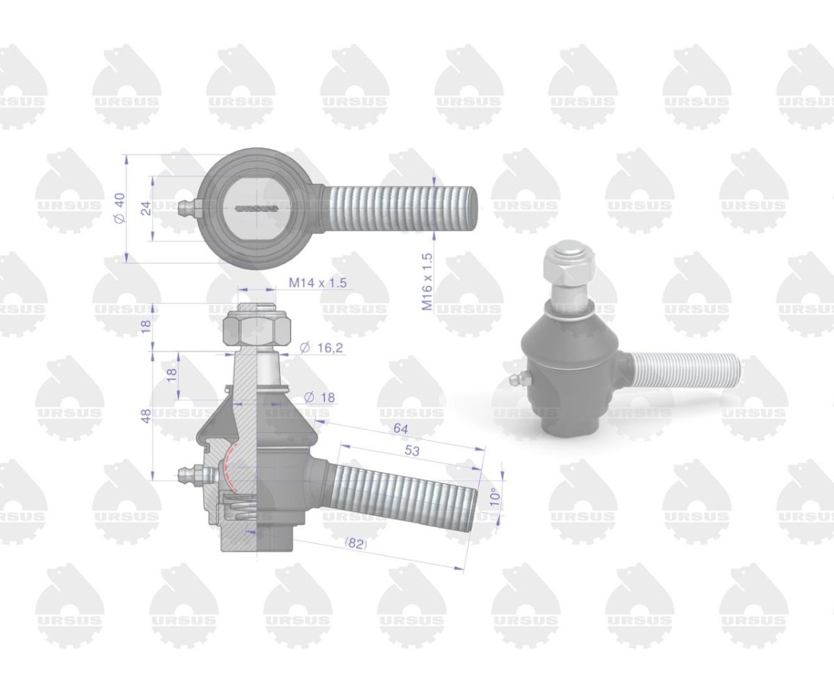 Przegub prawy z nakrętką 953548 C-330 ORYGINAŁ URSUS