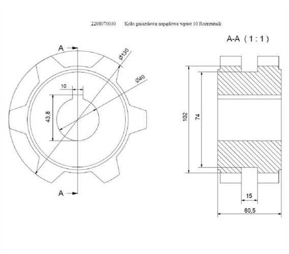 Koło gniazdowe napędowe wpust 10 Rozrzutnik