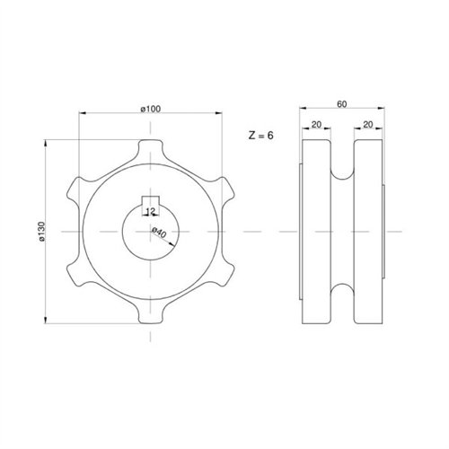 Koło gniazdowe napędowe wpust 12 2219070140 Rozrzutnik