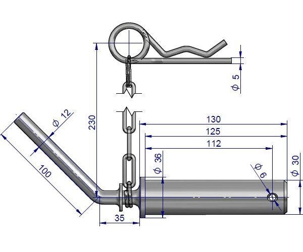 Sworzeń haka pociągowego ocynkowany C-330