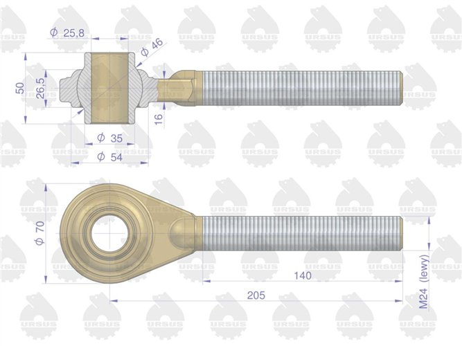 Główka łącznika centralnego lewa C-330 ORYGINAŁ URSUS