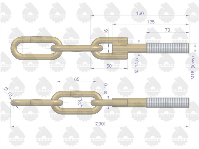 Główka tylna łańcucha bocznego C-330 ORYGINAŁ URSUS