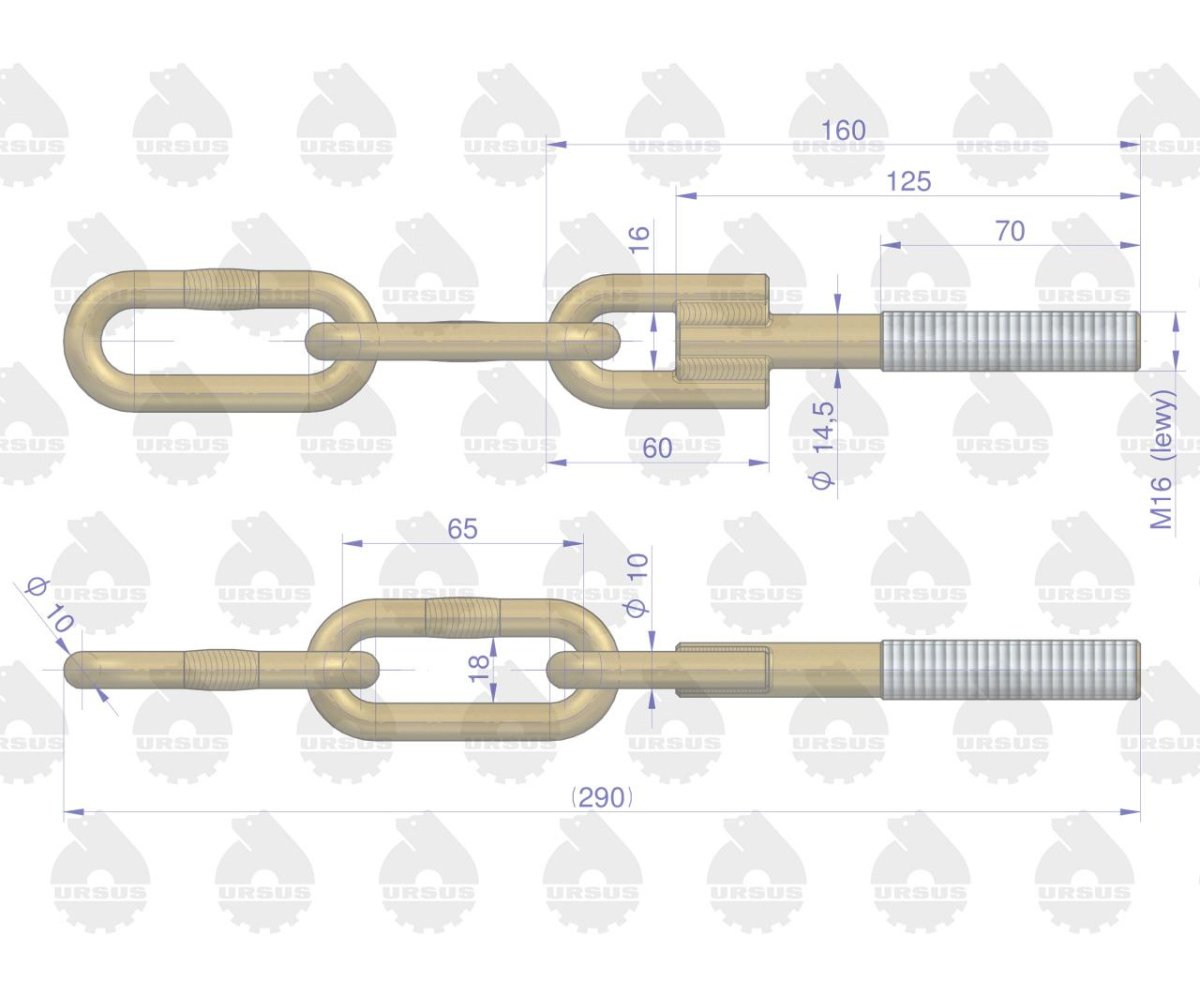 Główka tylna łańcucha bocznego C-330 ORYGINAŁ URSUS