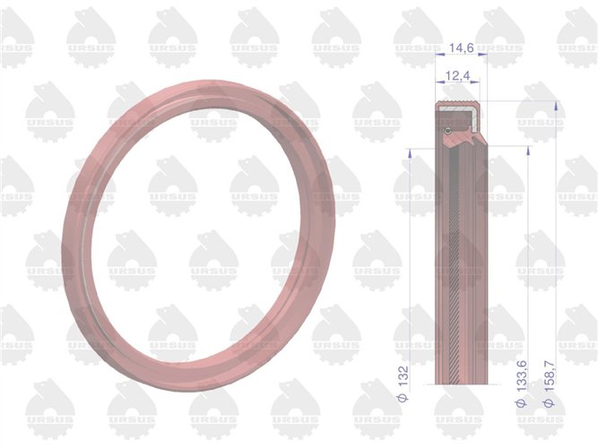 Pierścień uszczelniający uszczelniacz simering 133.3x158.7x12.4/14.6 2-wargowy wału tylny 2418F475 MF3 Fluoroelastomer ORYGINAŁ