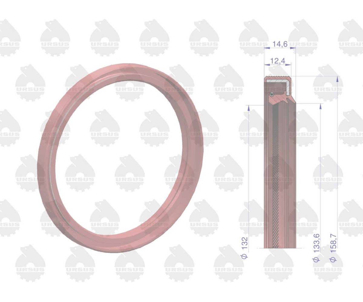 Pierścień uszczelniający uszczelniacz simering 133.3x158.7x12.4/14.6 2-wargowy wału tylny 2418F475 MF3 Fluoroelastomer ORYGINAŁ