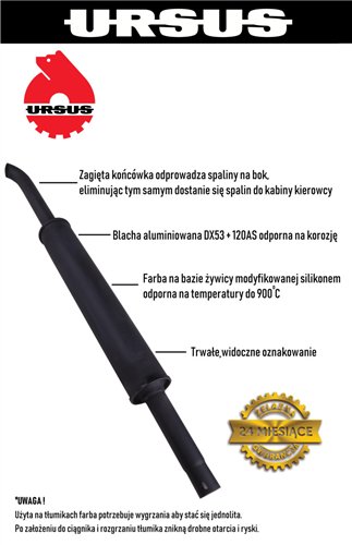 Tłumik okrągły krótki 830mm 4.1kg C-330 ORYGINAŁ URSUS