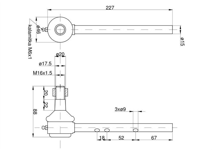 Przegub kulowy prawy MF3