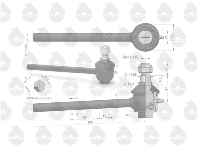Przegub kulowy lewy MF-3 ORYGINAŁ URSUS
