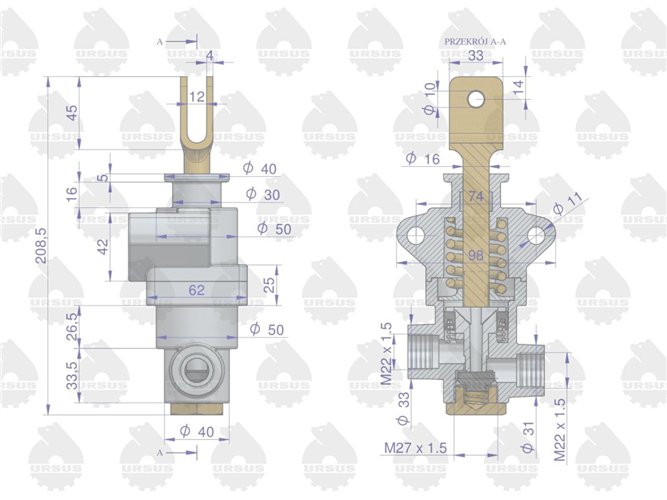 Zawór hamulcowy 42480160, 42481161 C-330 ORYGINAŁ URSUS