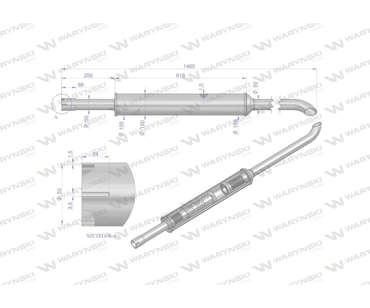 Tłumik 1460mm 5.6kg MF3 INOX WARYŃSKI