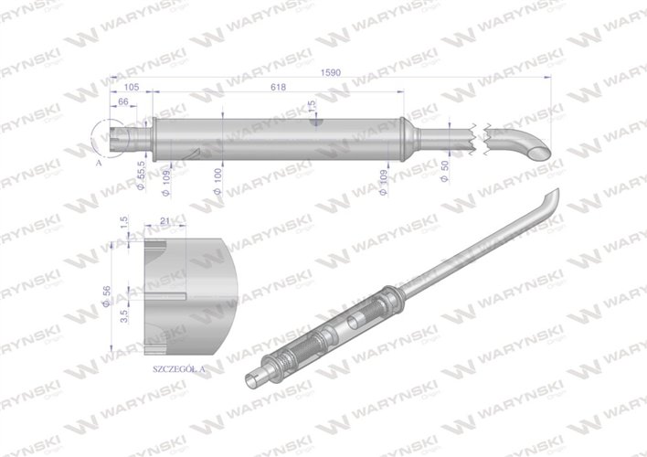 Tłumik 1590mm 6kg MF4 INOX WARYŃSKI