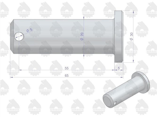 Sworzeń mocowania wieszaka L.P część dolna C-330 C-360 z kołnierzem ORYGINAŁ URSUS