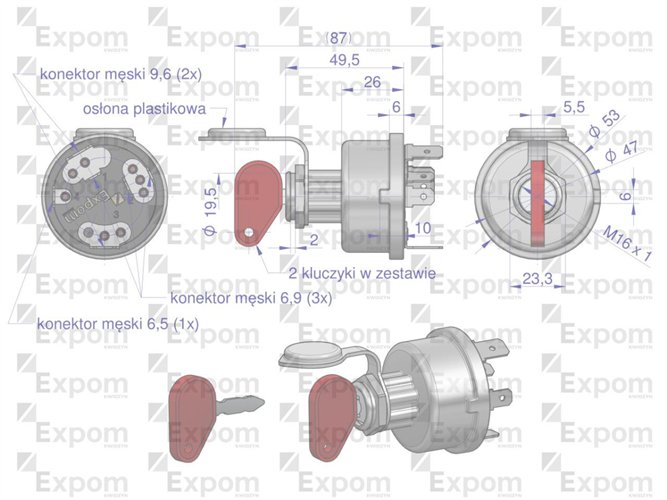 Przełącznik grzania i rozruchu stacyjka MF3 EXPOM KWIDZYN eu