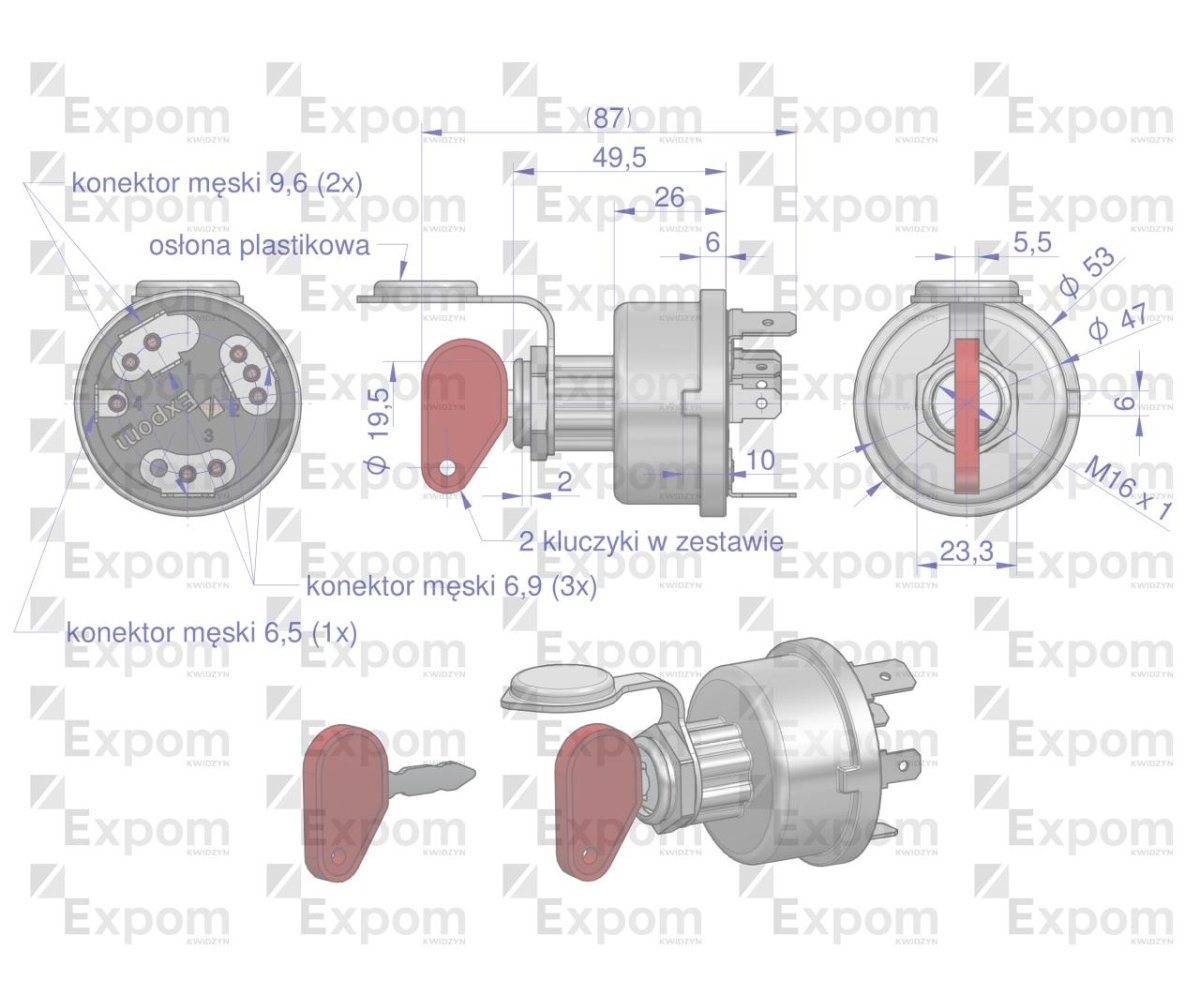 Przełącznik grzania i rozruchu stacyjka MF3 EXPOM KWIDZYN eu