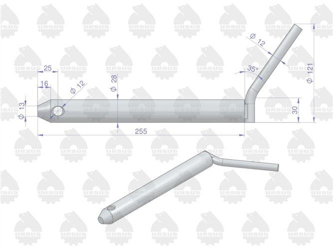 Sworzeń ramy zaczepu dolnego C-330 C-360 ORYGINAŁ URSUS