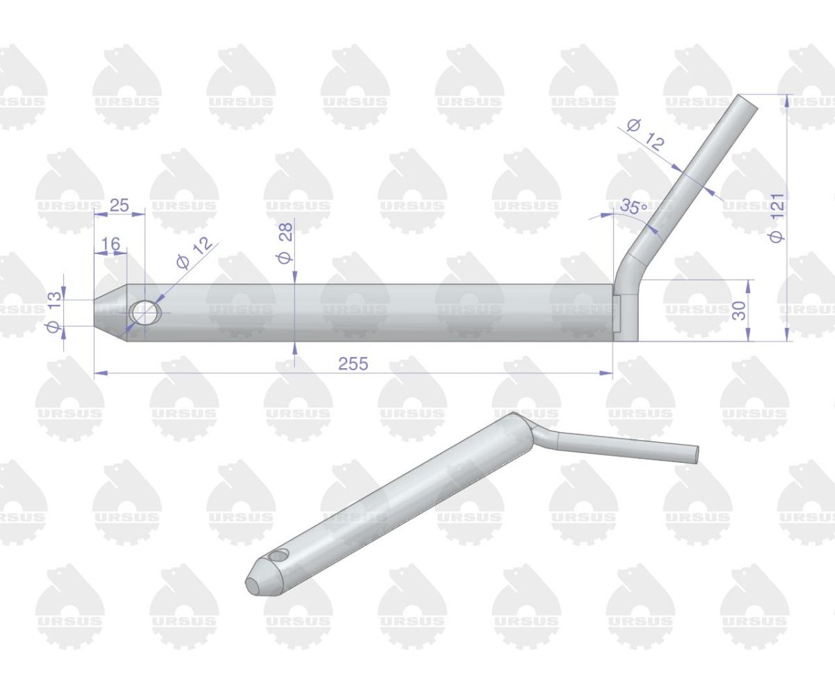 Sworzeń ramy zaczepu dolnego C-330 C-360 ORYGINAŁ URSUS