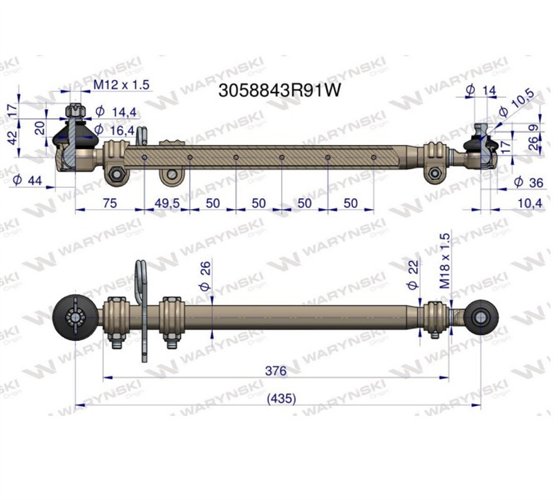 Drążek kierowniczy 435mm 3058843R91 WARYŃSKI