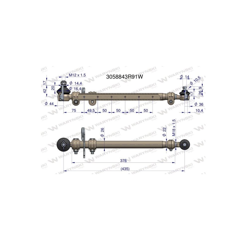 Drążek kierowniczy 435mm 3058843R91 WARYŃSKI