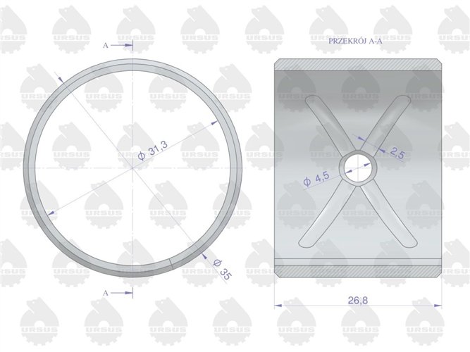 Tulejka korbowodu ( nominał ) N-0,00 MF-3 ORYGINAŁ URSUS