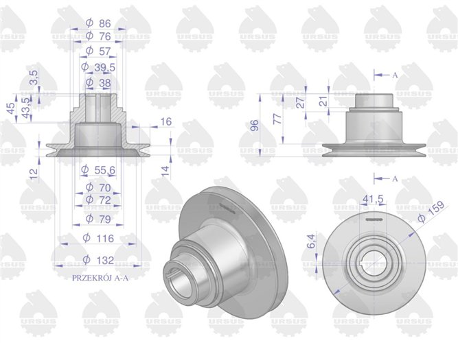 Koło pasowe wału korbowego MF3 ORYGINAŁ URSUS