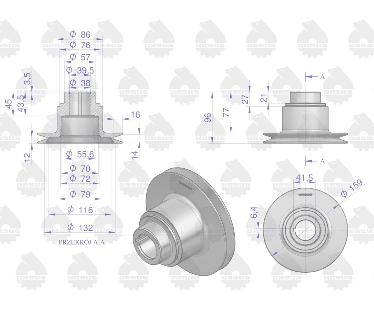 Koło pasowe wału korbowego MF3 ORYGINAŁ URSUS