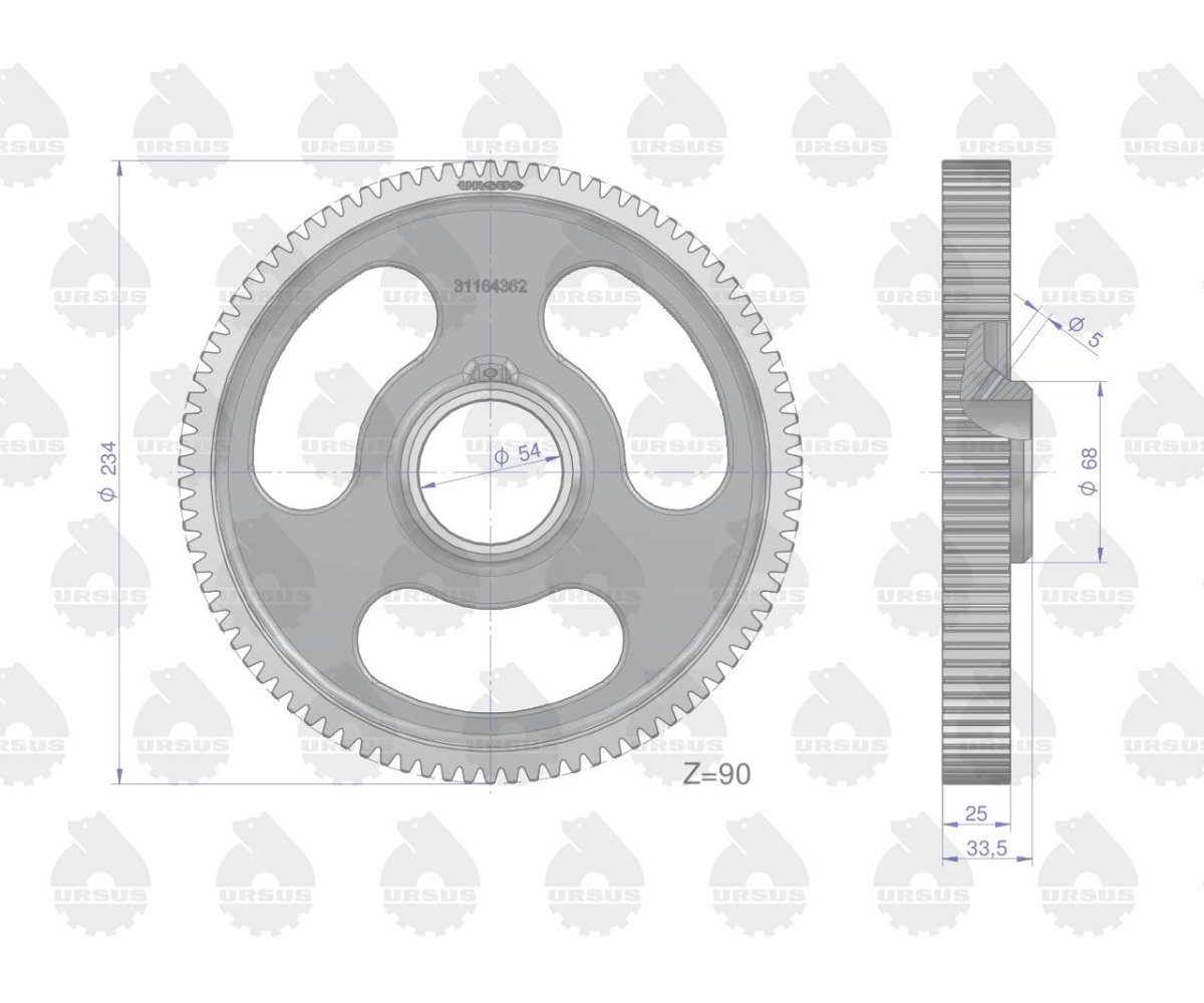 Koło zębate pośrednie rozrządu Z-90 MF3 ORYGINAŁ URSUS