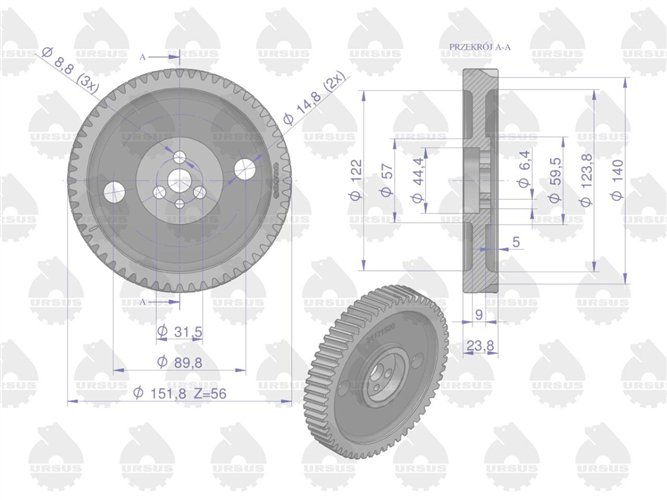 Koło napędu pompy wtryskowej MF4 ORYGINAŁ URSUS