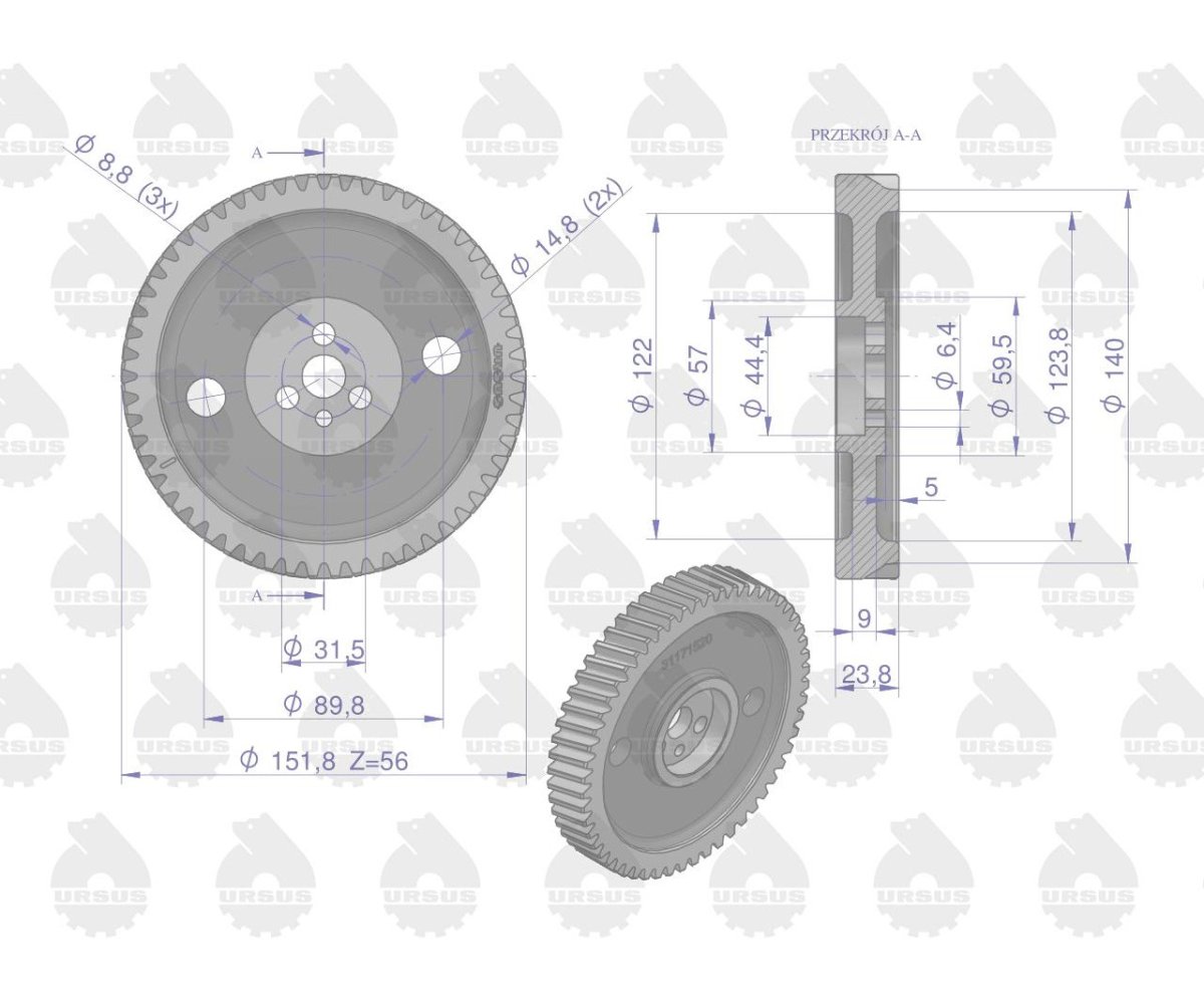 Koło napędu pompy wtryskowej MF4 ORYGINAŁ URSUS