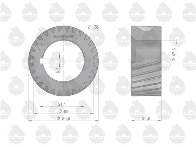 Koło zębate wału korbowego 734749M1 MF4 ORYGINAŁ URSUS