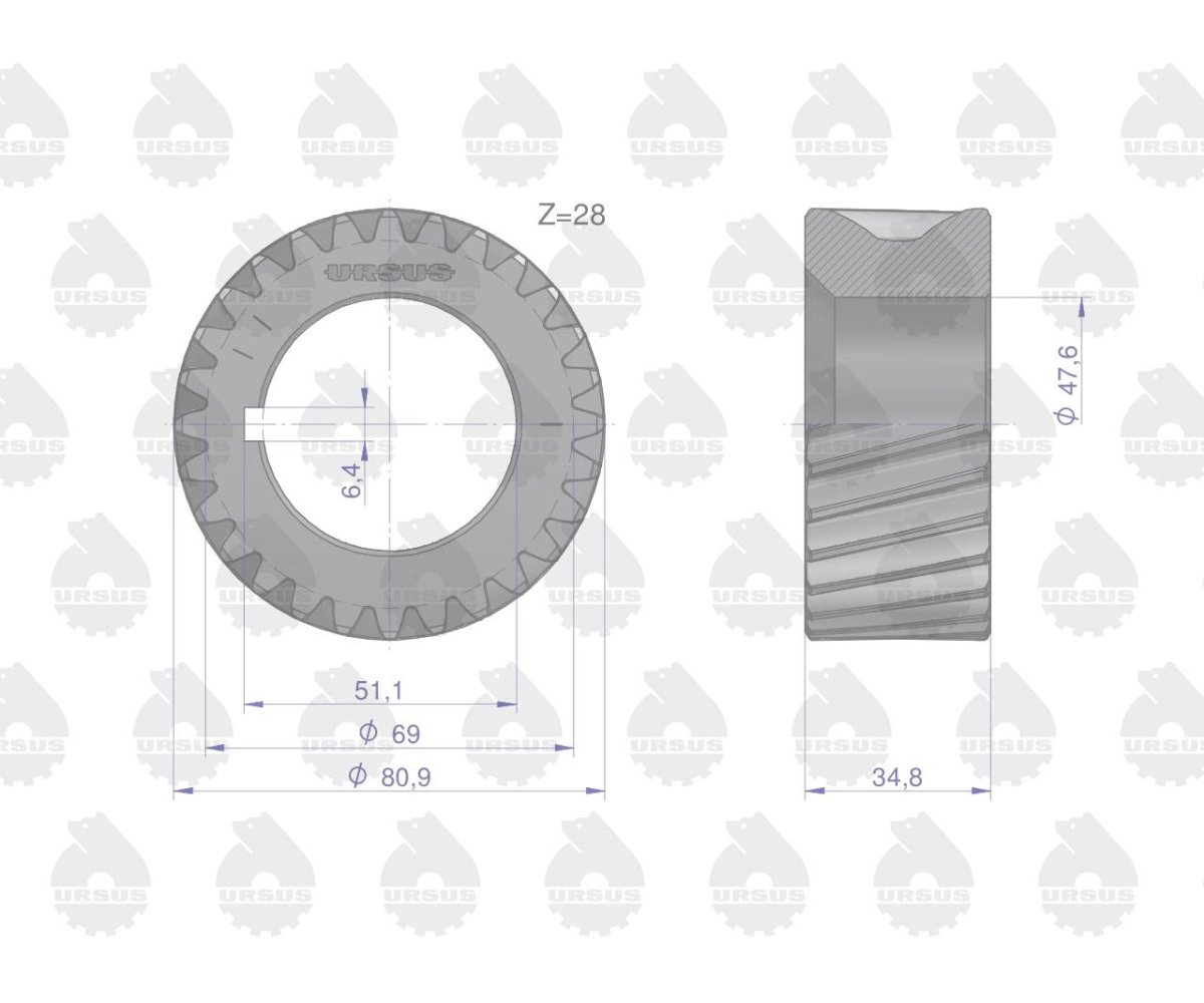 Koło zębate wału korbowego 734749M1 MF4 ORYGINAŁ URSUS