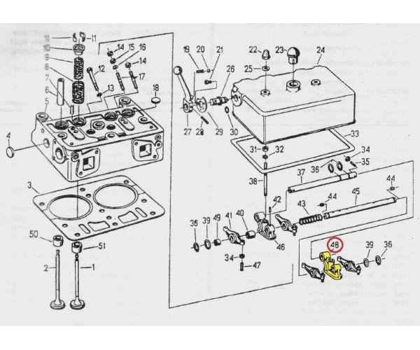 Wspornik klawiatury osi dźwigienek zaworowych. C-330