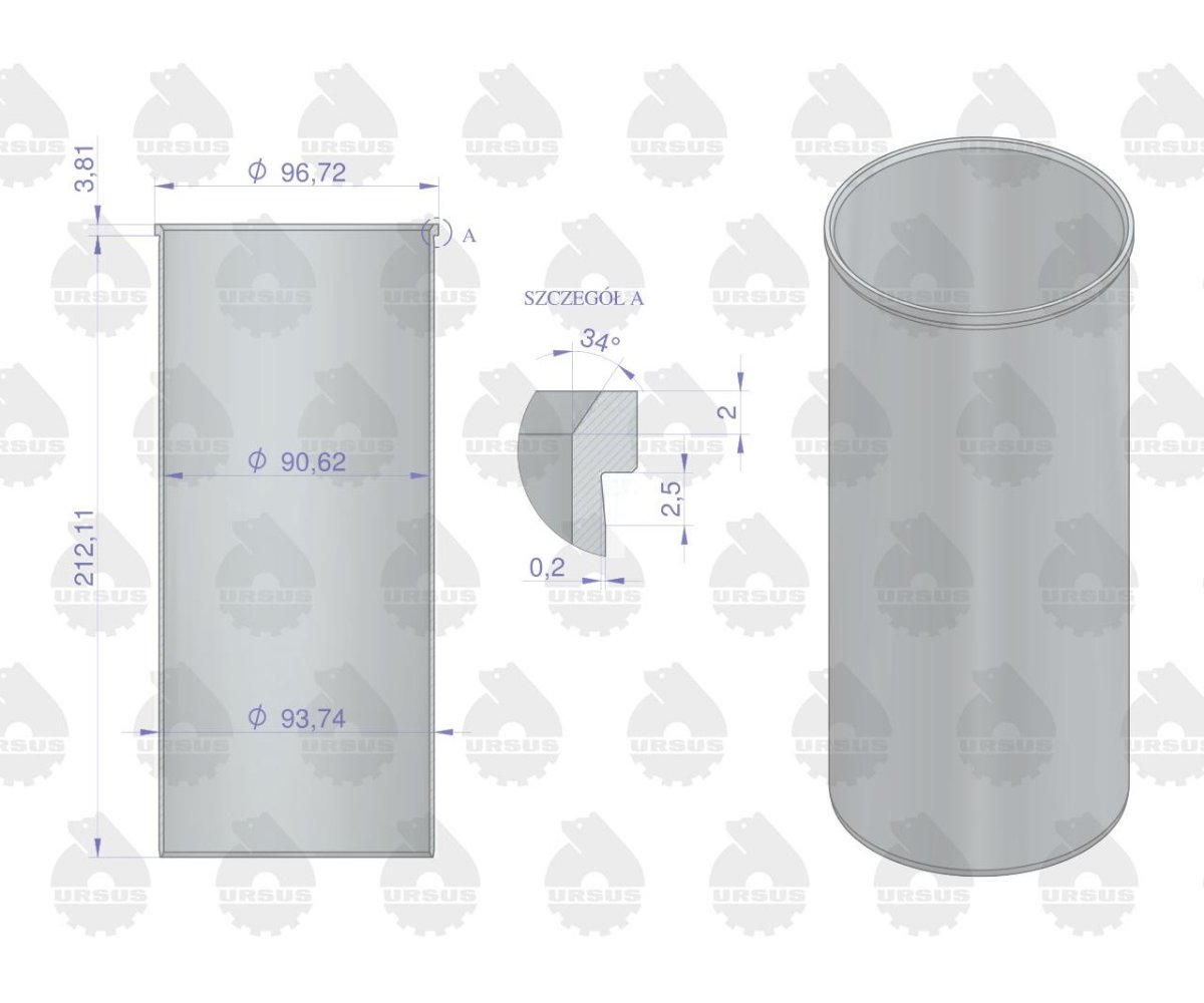 Tuleja silnika surowa MF3 ORYGINAŁ URSUS