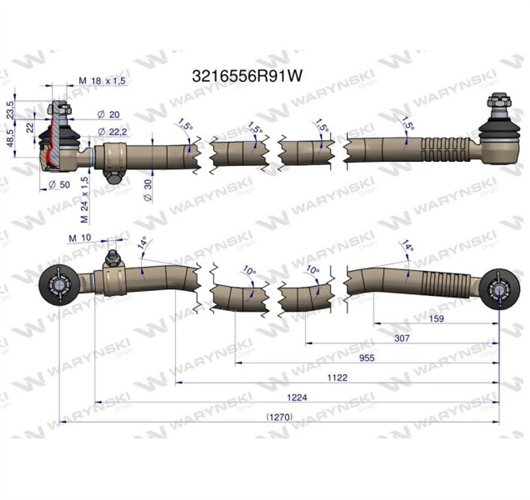 Drążek kierowniczy 1270mm 3216556R91 WARYŃSKI
