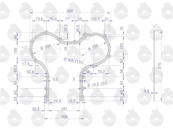 Uszczelka pokrywy rozrządu krążelit 0.8mm C-330 ( sprzedawane po 5 ) ORYGINAŁ URSUS