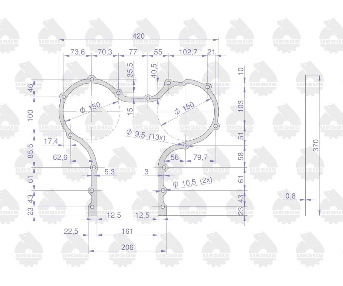 Uszczelka pokrywy rozrządu krążelit 0.8mm C-330 ( sprzedawane po 5 ) ORYGINAŁ URSUS