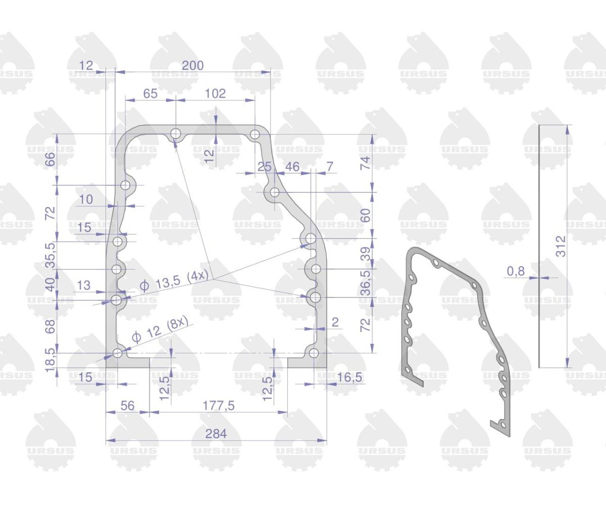 Uszczelka obudowy tylnej krążelit 0.8mm C-330 ( sprzedawane po 5 ) ORYGINAŁ URSUS