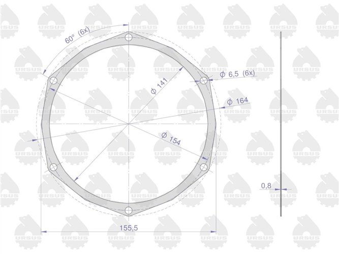 Uszczelka pokrywy rozrządu krążelit 0.8mm C-330 ( sprzedawane po 10 ) ORYGINAŁ URSUS