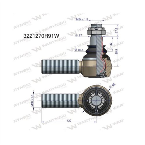 Przegub kierowniczy M30x1.5 3221270R91 WARYŃSKI