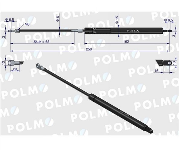 Siłownik szyberdachu L max. 250mm 3221572R0P CASE IH POLMO