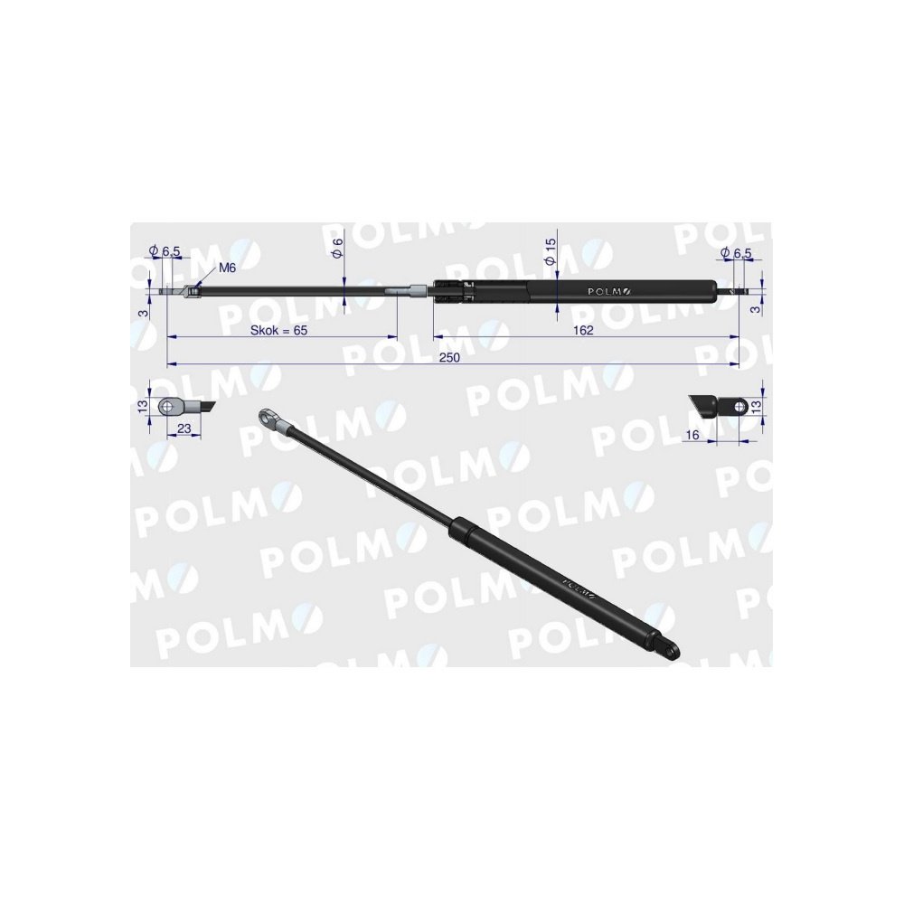 Siłownik szyberdachu L max. 250mm 3221572R0P CASE IH POLMO