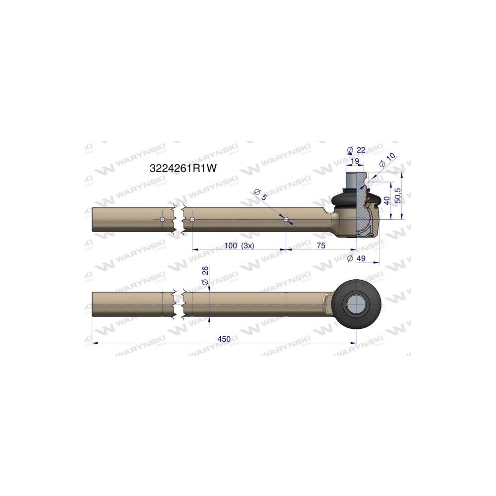 Przegub kierowniczy 4-otwory 3224261R1 WARYŃSKI