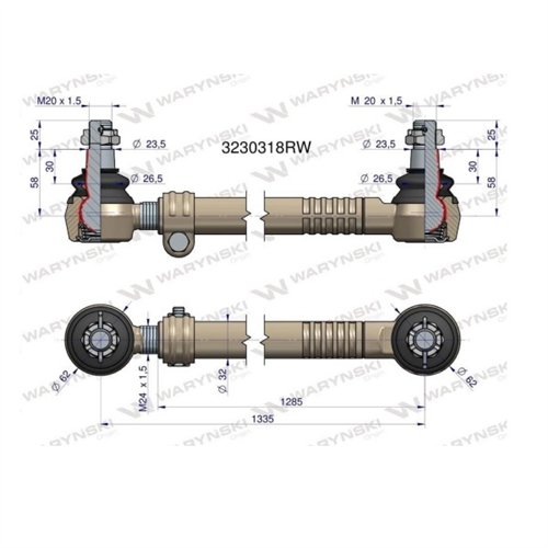 Drążek kierowniczy 1335mm 3230318R WARYŃSKI